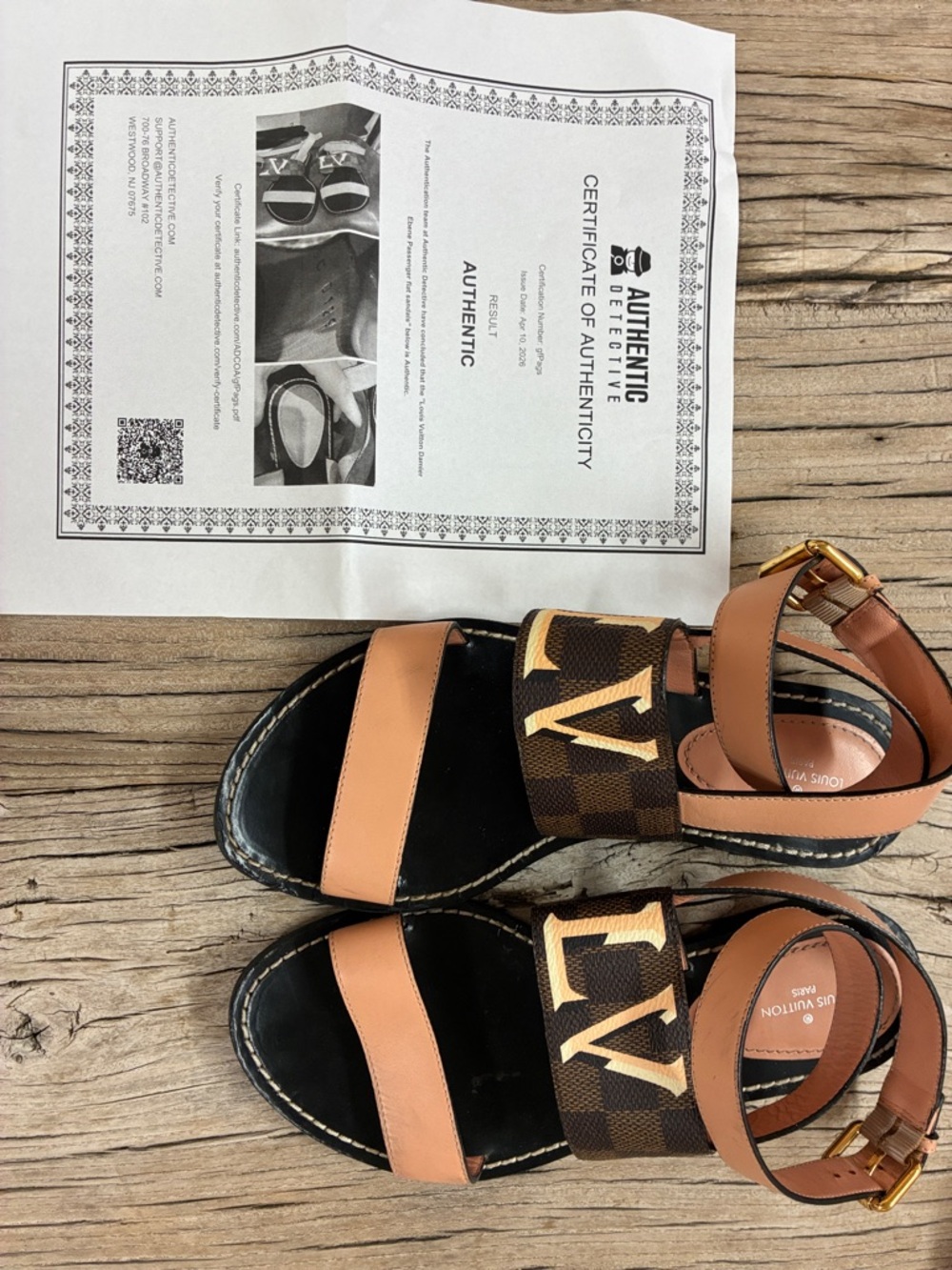 Louis Vuitton Brown and Tan Damier LV Ankle Strap Sandals size 37 - Picture 2 of 8